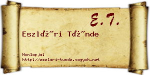 Eszlári Tünde névjegykártya